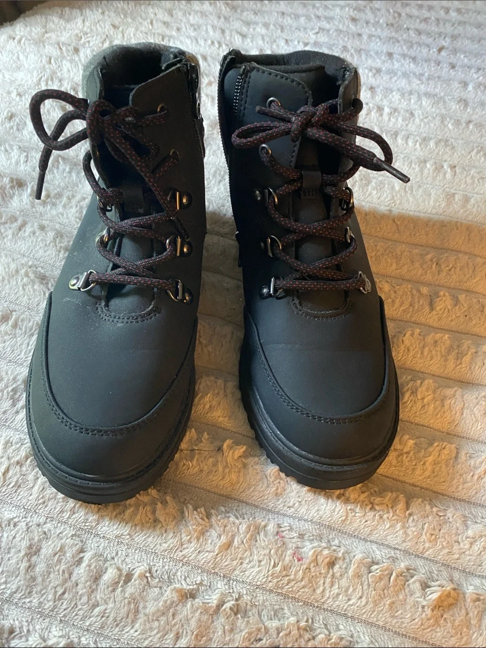 Black Lace-Up Winter Boots